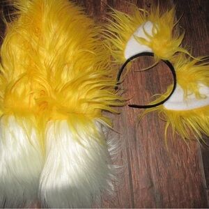 Sonic Tails 15” tail and headband set. Yellow and White Furry Cosplay